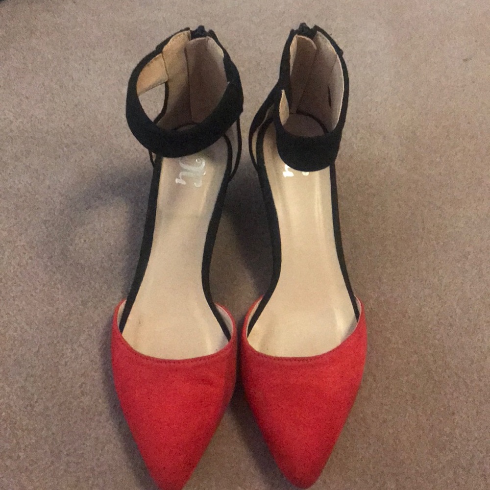 Low wedge Flats Red Toe and Black Heels